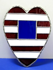 Heart Shaped USA American Flag Stained Glass Sun catcher ~ 10 1/4″ H x 8″ W