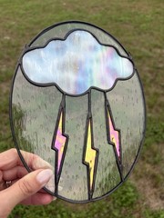Thundercloud Stained Glass Sun Catcher – Textured Glass, Iridescent Glass