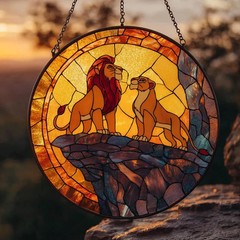 Majestic Lion Stained Glass Suncatcher Window Art Decor Gift