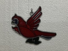 antique Red Cardinal Stained Glass Suncatcher