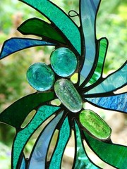 Red Love Heart Romantic Suncatcher Handmade by Lorraine Stained Glass Artist