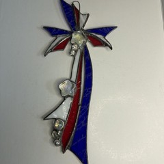 Vintage Red White And Blue Stars And Stripes Sun Catcher 11”