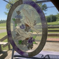 Pretty Oval Sun Catcher with a Pair of Birds