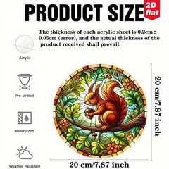 Summer Squirrel Acrylic Suncatcher Nature Window Farmhouse Garden Hanging Decor