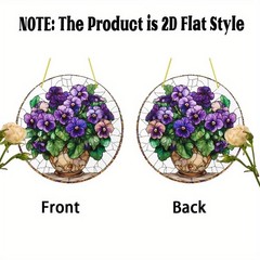 Vibrant Pansy Bouquet Acrylic Suncatcher Romantic Elegant Home Wall Decor Gift
