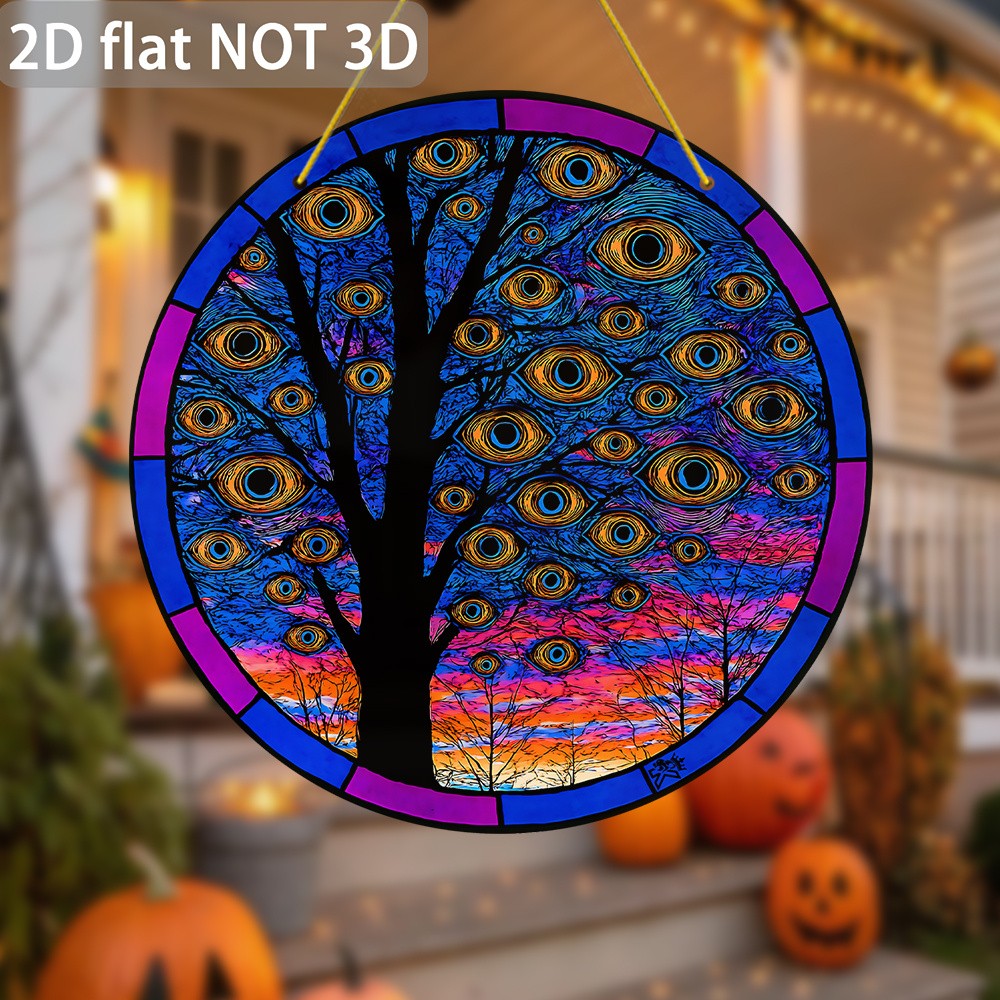 Tree of Life Evil Eye Acrylic Suncatcher Spooky Halloween Window Art Decor Gift