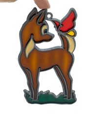 Vintage Disney Bambi Butterfly Stained Glass Style Suncatcher Painted Ornament
