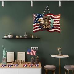 Personalized USA 250th Anniversary Flag Patriotic Wall Sign with Rope