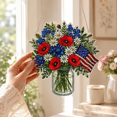 Patriotic American Flag Acrylic Suncatcher Window Decor