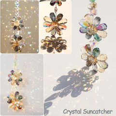 Crystal Flower Suncatcher Hanging Ornament, Rainbow Maker Window Sun Catcher Ind