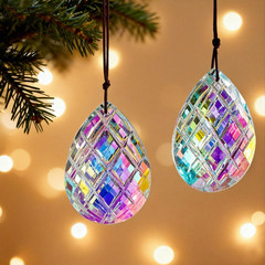 Set 2 Crystal Sun Catcher Prisms Pendant for Window Hanging Decor,3Inch AB Color
