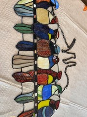 Sun Catcher, 8 birds on wire, 22″x9″, with chain