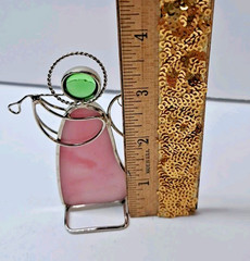 Set Of 5 Stained Glass 3.5″ Angel Sun Catchers Multicolor Vintage Holiday Decor