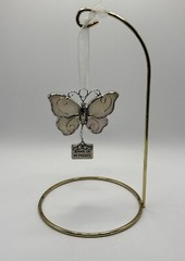 Stained Glass Butterfly ‘Always In My Thoughts’ w/ Charm & Stand Silver Rainbow