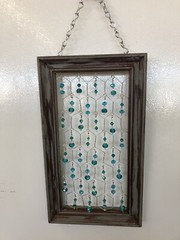 Glass Beaded Sun Catcher on Wooden Framed Chicken Wire