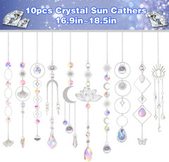 Sun Catchers, 10 Pcs Crystal Suncatcher Prism Hanging Kit with Chain Rainbow Mak