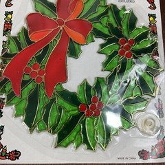 3 Vintage 80s Christmas Sun Catchers Hanging Decoration Santa Snowman Wreath NEW