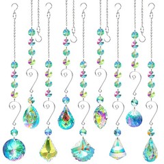 9 Pieces Sun Catchers Indoor Window Suncatcher Crystals Prisms Chain Pendant