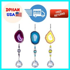 Multi-Purpose Crystal Ball Suncatchers with Agate – 3pcs for Stunning Light Play