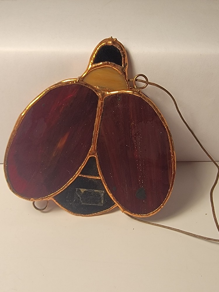 Handmade Stained Glass Ladybug Suncatcher Window Hanging Home Decor