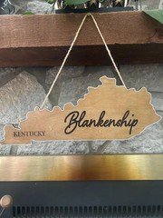 Custom Engraved State Shaped Wooden Sign with Rope