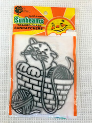 NEW Vtg Sunbeams Paint and Hang Suncatcher, Stained Glass Style, Cat & Yarn