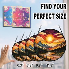 “Sun Catcher Window Hanging – Sunset Mountains River Acrylic Decor for Gifts”
