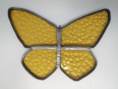 Stained Glass Yellow Amber Butterfly Sun Catcher 4” X 6”
