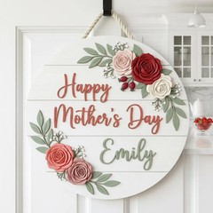 Personalized Mothers Day Wood Wall Sign with Rope