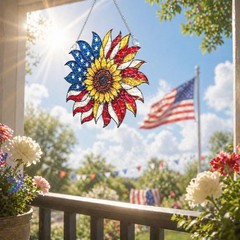 250th Anniversary USA Suncatcher – (8 Inches) Sunflower Wavy Us