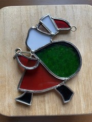Christmas Holiday Stained Glass Santa Claus Suncatcher 4″