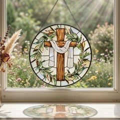 Stained Glass Cross Suncatcher for Windows – Christian Gifts & Decor