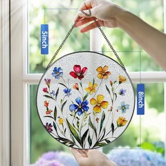Wildflower Stained Glass Suncatcher – 8 Inch Window Decor for Flower Lovers