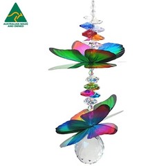 Large rainbow butterfly crystal suncatcher gift, hanging prism suncatchers rbbf2