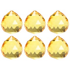 6-Pack Crystal Ball Prisms, 33.5mm/1.32 Inch Pendant Hanging [Golden Yellow]