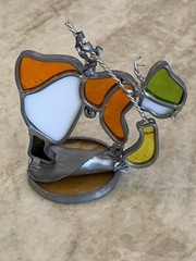 Vintage Suncatcher Girl With A Broom Leaded Stained Glass Handcrafted Artisan