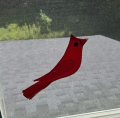 Vintage Cardinal Red Bird Fused Glass Suncatcher