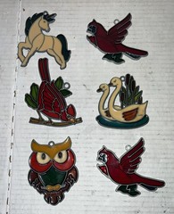 Mixed Lot 6 Red Birds, Unicorn, Owl & Swans Sun Catchers 3-4”