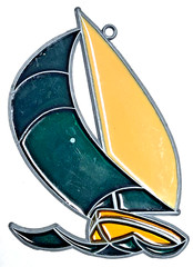 Stained glass look Sailboat suncatcher NOT real stained glass