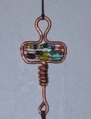 Hand Crafted Wind Chime Hammered Solid Copper Hanger Multi Color Glass Beads 11″