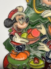 1983 Kurt Adler Stained Glass-Mickey Donald Duck Goofy Suncatcher Ornament 10”