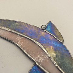 Stained Glass Dolphin Suncatcher Small Blue Pink Green Beach Window Decor