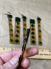 6 fused art glass Stick suncatchers Yellow Green Orange Handmade Ornaments Decor