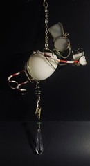 Whimsical Christmas Snowman Glass And Wire Suncatcher Ornament Decoration