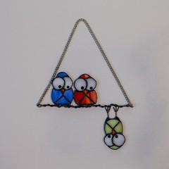 Bird suncatcher Stained glasss Owl Handmade Bird Sun Catcher Window Hangings