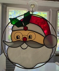 Vintage 80s-90s Happy Things Stained Glass Santa Ring/Suncatcher MINT IOB