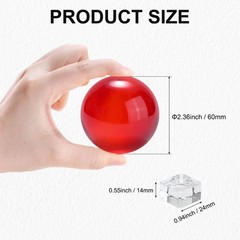 60mm/2.4 Inch K5 Crystal Glass Ball with Stand Solid Crystal Ball [Red]