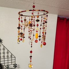 Fire Sun Colorful Beaded Sun Mobile Suncatcher Handmade Spinner