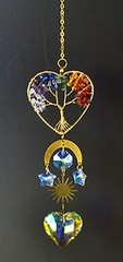 Chakra Heart Tree of Life Design Suncatcher Prism Beads 13.5″ Hanging Decor