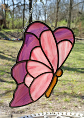 SG15 Handcrafted Stained Glass Suncatcher, Butterfly, 10.5 X 6 in.